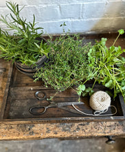 Load image into Gallery viewer, Vintage wooden butchers tray pork sausages stencilled front