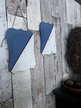 Load image into Gallery viewer, Pair Vintage wooden painted French flag holder shields on string