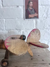 Load image into Gallery viewer, Vintage wooden toy propeller plane with pilot