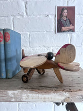 Load image into Gallery viewer, Vintage wooden toy propeller plane with pilot
