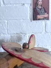 Load image into Gallery viewer, Vintage wooden toy propeller plane with pilot