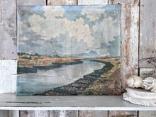 Load image into Gallery viewer, Vintage beach coastal scene oil on canvas painting signed