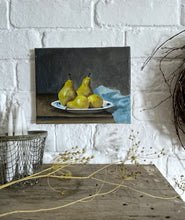 Load image into Gallery viewer, Vintage early 20th century still life oil painting on canvas with pears