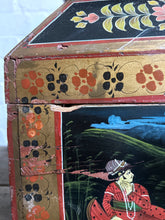 Load image into Gallery viewer, A vintage hand painted decorative folk art Indian wooden storage box chest