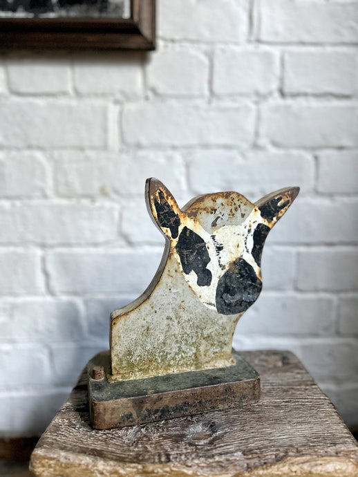 Vintage heavy cast iron lambs head decorative door stop