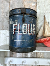 Load image into Gallery viewer, Vintage large blue metal Flour storage tin