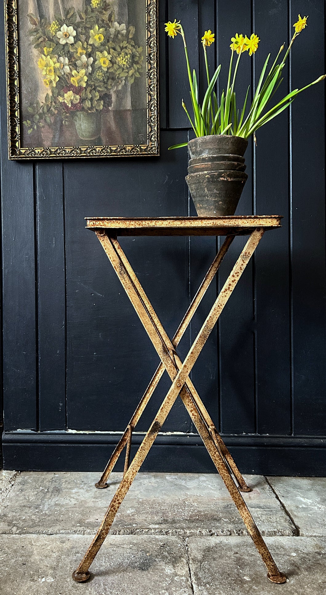 Vintage metal folding bistro garden side table