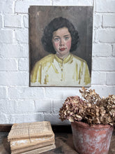 Load image into Gallery viewer, Vintage mid century realism portrait oil painting on canvas woman female