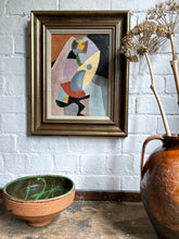 Load image into Gallery viewer, Vintage modernist abstract geometric forms oil painting on board