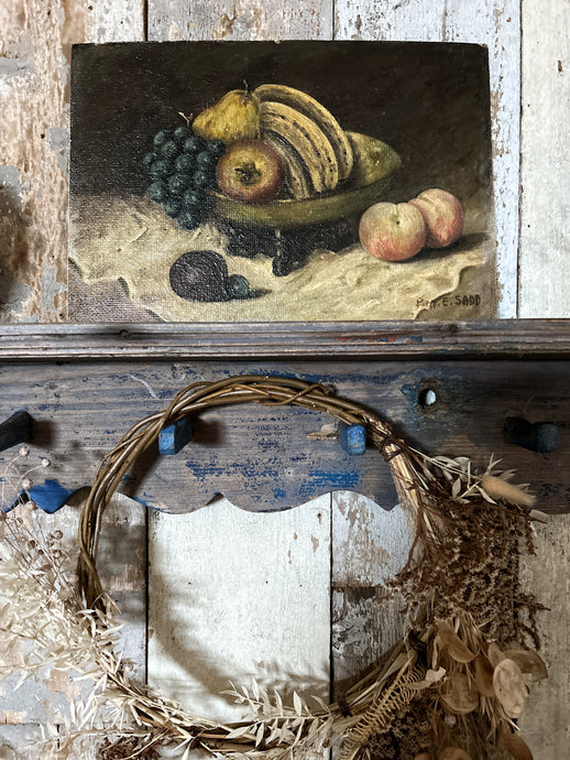 A Vintage Mid 20th century still life oil painting of fruit