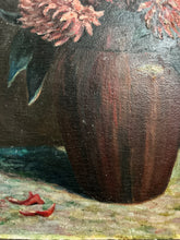 Load image into Gallery viewer, Vintage still life floral oil painting Chrysanthemum flowers signed