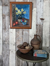 Load image into Gallery viewer, Vintage still life with daffodils in jug oil painting on board