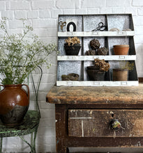 Load image into Gallery viewer, Vintage style industrial galvanised metal pigeon hole gardeners potting shelf