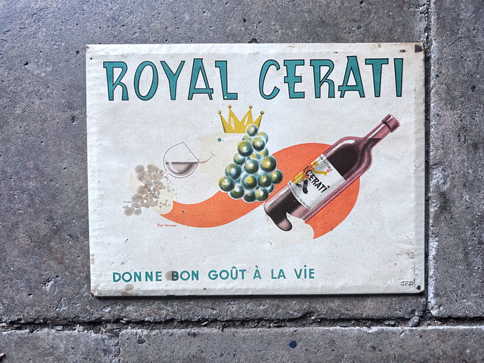 Vintage metal vineyard wine advertising sign pressed tin