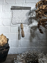 Load image into Gallery viewer, Vintage wire coal sifter shovel with wooden handle