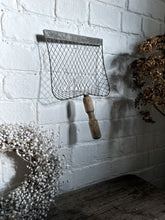 Load image into Gallery viewer, Vintage wire coal sifter shovel with wooden handle