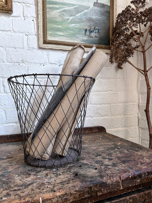 Vintage wirework waste paper basket