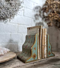 Load image into Gallery viewer, Vintage wooden painted Florentine gilded decorative bookends