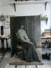 Load image into Gallery viewer, portrait oil painting on canvas of seated lady W S Taylor 1920-2010 RCA artist