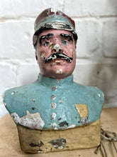 Load image into Gallery viewer, Antique WW1 French military soldier chalk bust overpainted figure