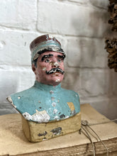 Load image into Gallery viewer, Antique WW1 French military soldier chalk bust overpainted figure