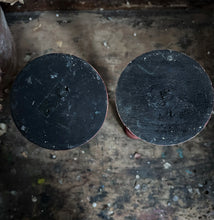 Load image into Gallery viewer, Wooden turned Scandinavian red painted vintage candlesticks