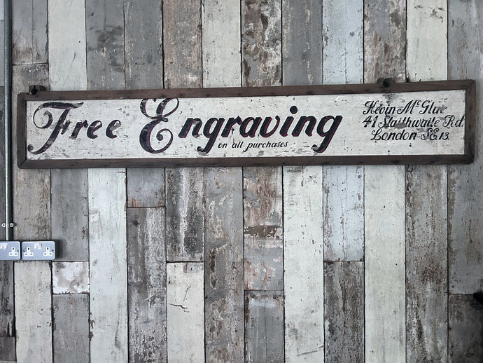 Large Antique Wooden advertising sign engraving service London