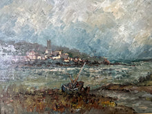 Load image into Gallery viewer, Cornish School Mid century abstract landscape oil painting on board Lelant Saltings Yram Allets (Mary Stella)