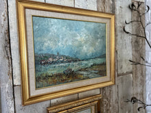 Load image into Gallery viewer, Cornish School Mid century abstract landscape oil painting on board Lelant Saltings Yram Allets (Mary Stella)