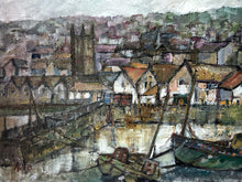 Load image into Gallery viewer, Cornish School Mid century oil painting on board St Ives harbour Yram Allets (Mary Stella)