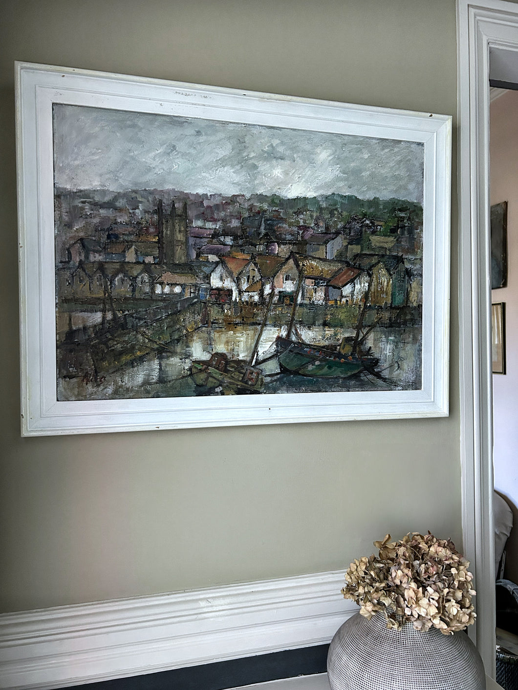  Cornish School Mid century oil painting on board St Ives harbour Yram Allets (Mary Stella)