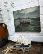 Load image into Gallery viewer, Antique signed &amp; dated 1920 sailor boats seascape oil painting on canvas