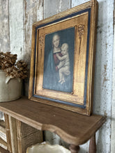 Load image into Gallery viewer, A VINTAGE BELGIUM RELIGIOUS PRINT ON WOOD WITH GILDED ART NOVEAU FRAME