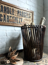 Load image into Gallery viewer, vintage early 20th century, dark bentwood waste paper bin trash can