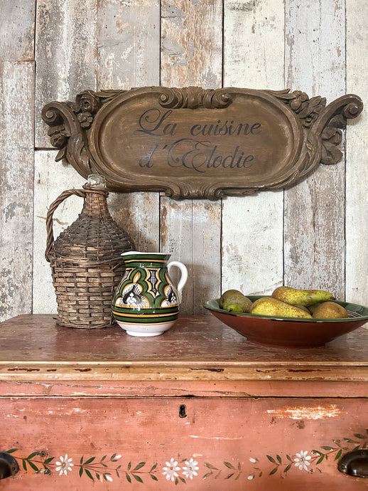 A French vintage plaster cast cafe hand painted sign