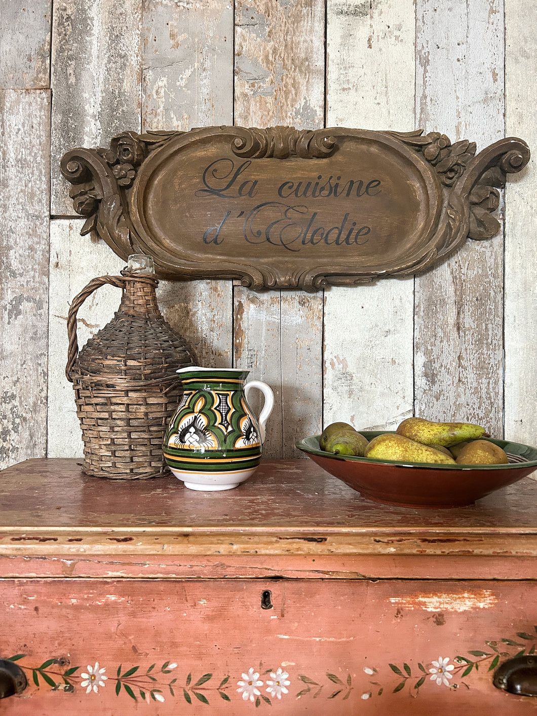A French vintage plaster cast cafe hand painted sign