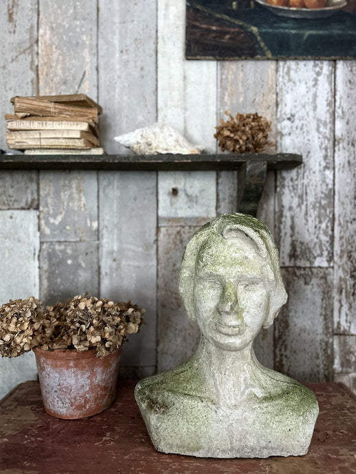 composit stone sculpture bust lady woman garden decor