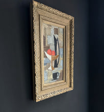 Load image into Gallery viewer, Cubist mid Century still life oil painting on panel apples and jug