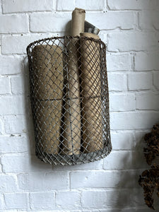 Vintage wire storage basket bin
