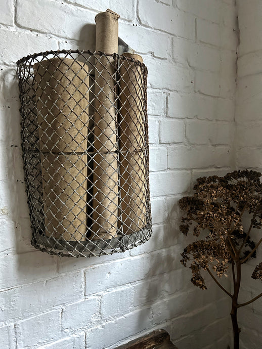 Vintage wire storage basket bin