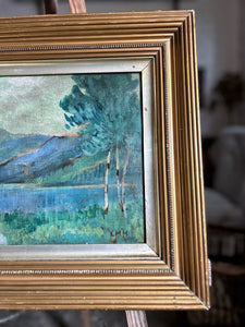 Antique Impressionist Landscape oil painting on stretched canvas and framed