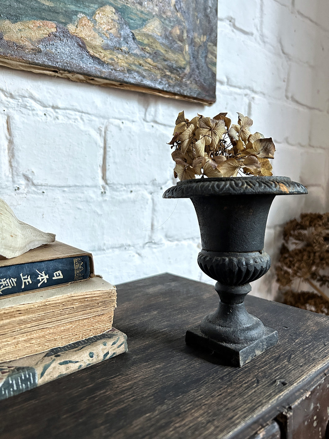 miniature small neo classical cast iron urn black