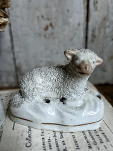 Pair of antique mid 19th Century Staffordshire pottery sheep