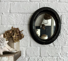 Load image into Gallery viewer, Petit French antique 19th Century oval black mirror