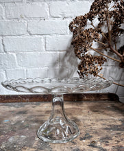 Load image into Gallery viewer, Vintage pressed glass 1930&#39;s scalloped fluted cake stand