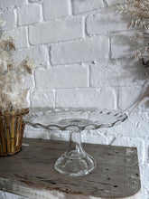 Load image into Gallery viewer, Vintage pressed glass 1930&#39;s scalloped fluted cake stand