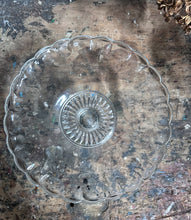 Load image into Gallery viewer, Vintage pressed glass 1930&#39;s scalloped fluted cake stand