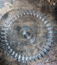 Load image into Gallery viewer, Vintage pressed glass 1930&#39;s ribbed cake stand with fluted edge