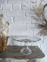 Load image into Gallery viewer, Vintage pressed glass 1930&#39;s scalloped fluted cake stand