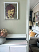 Load image into Gallery viewer, Vintage early 20th Century red haired girl with ringlets  oil painting portrait on board